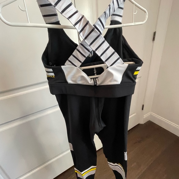 SoulCycle x Lilybod matching set black white yellow stripes L top & M bottom - Picture 4 of 5